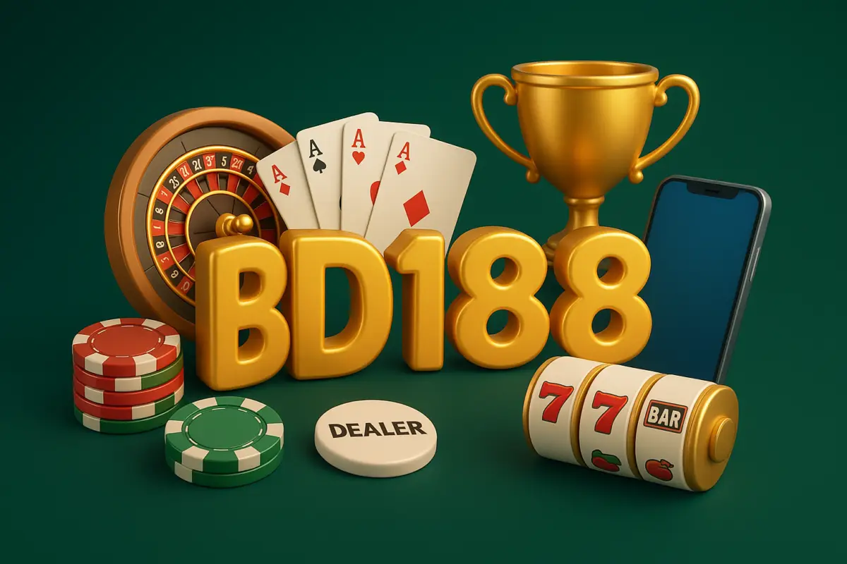 BD188 (BD BD188 Games) casino games lobby on a phone with live dealer, crash and slot tiles